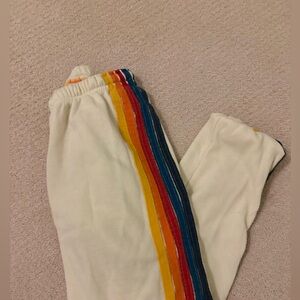 Aviator Nation Cream Pants with Colorful Accents